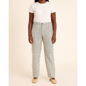 St John's Bay Striped Stretch Pants Casual Career Brown Red White Size 12‎
